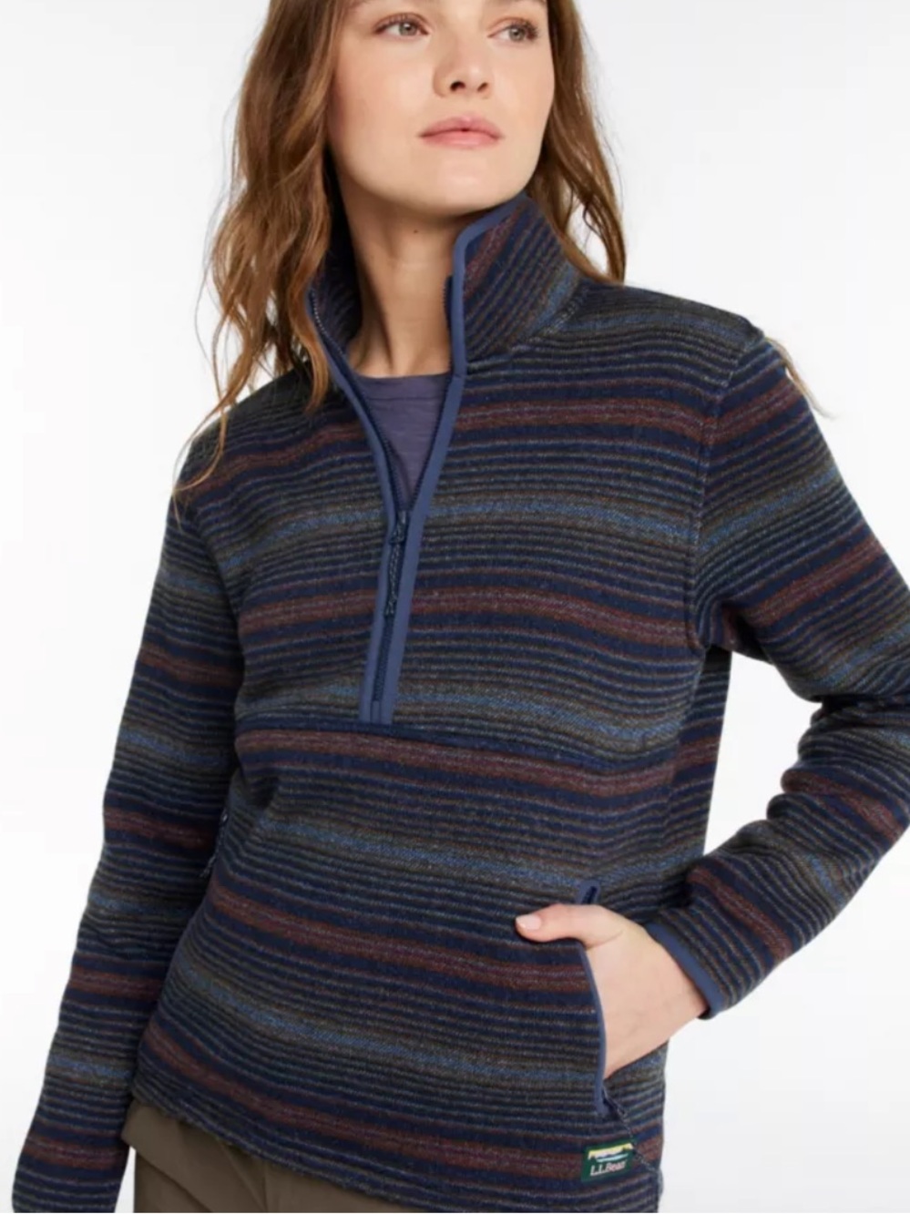 LL Bean S Reg Women's L.L.Bean Sweater Fleece Half-Zip Pullover, Print NWT